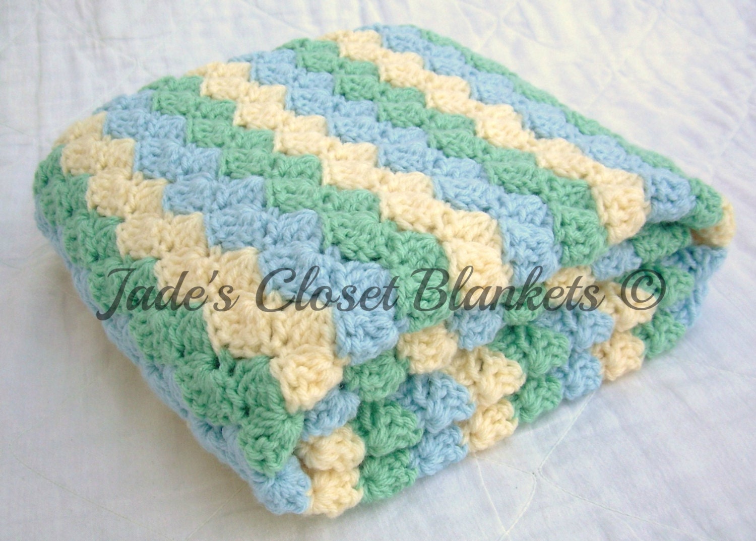 Crochet Baby Blanket Ocean Dream Sky Blue Soft Sage and Etsy
