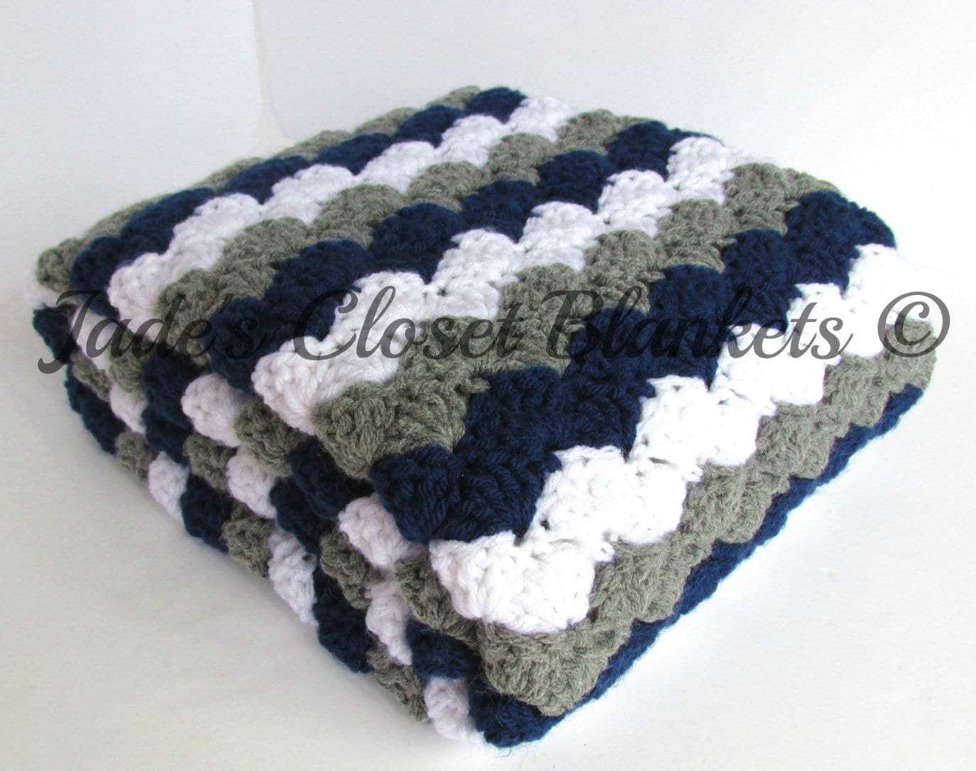 Crochet Baby Blanket Navy Blue White and Gray Handmade Newborn Baby Shower Gift Etsy Canada