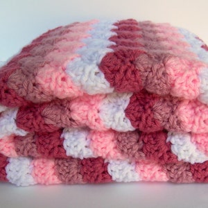 Crochet Baby Blanket Pattern, Instant Download, PDF Pattern, Shades of Pink, Shell Stitch Blanket, Crib size and Travel size included image 3