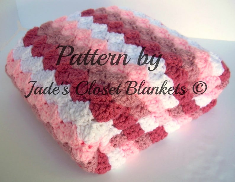 Crochet Baby Blanket Pattern, Instant Download, PDF Pattern, Shades of Pink, Shell Stitch Blanket, Crib size and Travel size included image 1