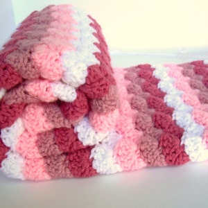 Crochet Baby Blanket Pattern, Instant Download, PDF Pattern, Shades of Pink, Shell Stitch Blanket, Crib size and Travel size included image 4