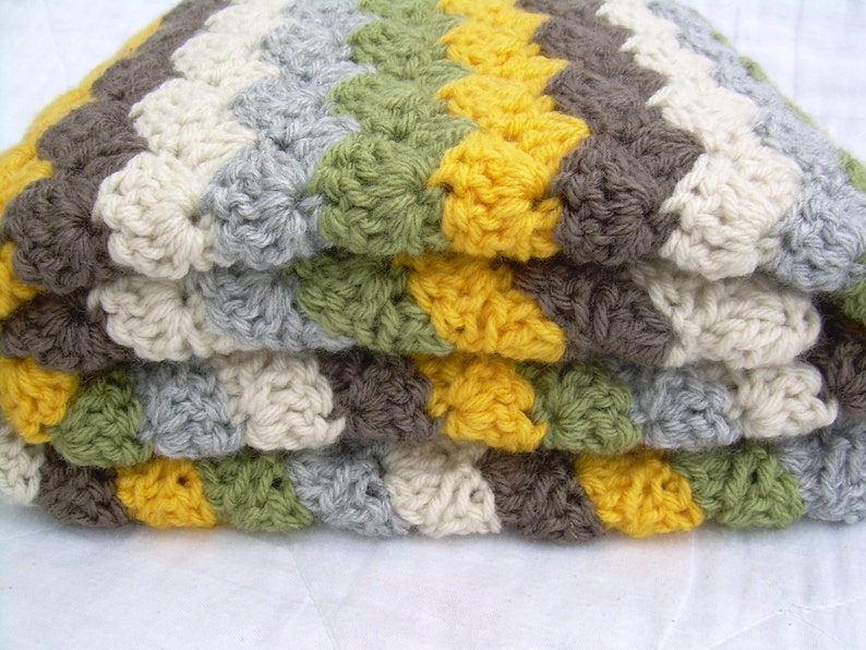 Crochet Baby Blanket Pattern, Instant Download, Crochet Pattern, Neutral Earth Tones, Gender Neutral Blanket, Crib size and Travel size image 3