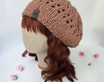 Cotton Slouchy Beanie – Lightweight Summer Hat – Breathable Vegan Knit – Ginger