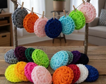 Reusable Dish Scrubbies Set of 3 – Crochet Nylon Scrubbers – Kitchen Cleaning Pads