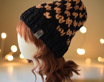 Hand‑Knit Patchwork Chunky Beanie (Unisex) Handmade Patchwork Wool Hat – Colorful Knit Beanie for  main image 4