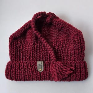 Melt the ICE Beanie – Hand Knit Merino Wool Protest Hat – Norwegian Resistance Hat – Burgundy