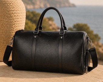 Borsa da viaggio da uomo nera di alta qualità, borsa da weekend minimalista, borsa da cabina grande ed elegante, borsa sportiva di lusso, borsa da viaggio da uomo, borsa da lavoro