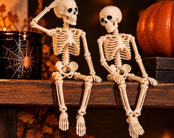 Scheletro articolato di Halloween da 40 cm | Decorazione per casa stregata di Halloween | Decorazione autunnale gotica | Scheletro decorativo