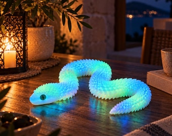Serpente luminoso 3D blu fosforescente, decorazione flessibile, 60 o 80 cm