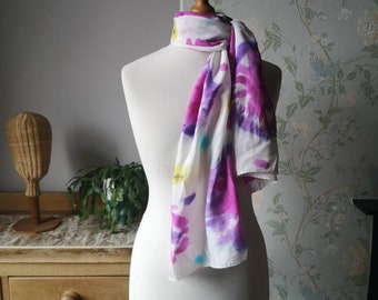Ladies vintage scarf silk hippie boho accessories tie dye hand crafted square blue grey rusty red neckerchief bandana Dolly Topsy Etsy UK
