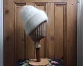 Ladies vintage cream handmade hat woollen knitted mens hats beanie winter accessories soft yarn warm cozy womens Dolly Topsy Etsy UK
