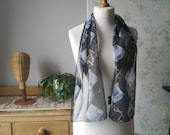 Vintage silk scarf abstract bandana kitsch navy blue sustainable gift fashion ideas birthday Christmas presents Dolly Topsy Etsy UK