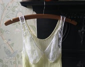 Ladies vintage cami sleeveless bohemian tops tees lemon yellow small size 8 10 thermal fabric evening lace cups vest Dolly Topsy Etsy UK