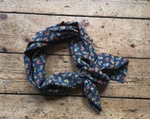 Vintage bandana scarf Teddy bear clothing navy blue accessory luxury silk bandana neckerchief cute sustainable fashion Dolly Topsy Etsy UK