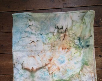 Ladies vintage scarf silk hippie boho accessories tie dye hand crafted square blue grey rusty red neckerchief bandana Dolly Topsy Etsy UK