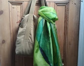 Ladies silk neckerchief sustainable fashion scarf earthy green Christmas gift ideas vintage birthday accessory Dolly Topsy Etsy UK