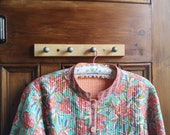 Vintage quilted jacket 90s orange green boho design bohemian hippie coat party womens clothing retro traditional Dolly Topsy Etsy UK