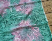 Ladies vintage scarf silk hippie boho accessories tie dye hand crafted square green floral neckerchief bandana Dolly Topsy Etsy UK