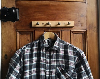 Vintage mens workwear medium flannel jacket shirt heavyweight winter womens clothing top sustainable clothes warm top Dolly Topsy Etsy UK