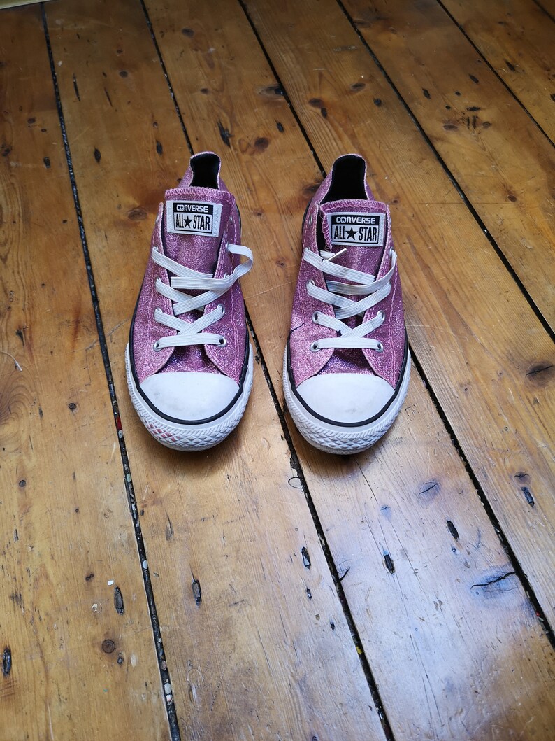 Ladies vintage glitter converse size 3. 5 all star pink | Etsy