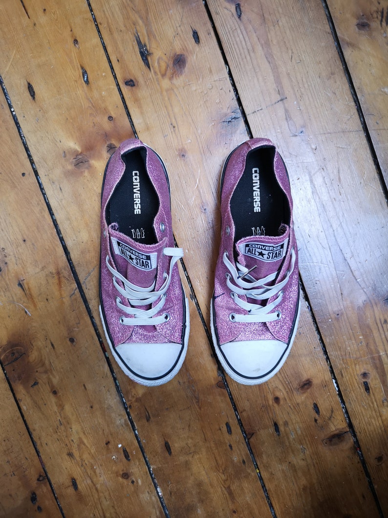 Ladies vintage glitter converse size 3. 5 all star pink Etsy