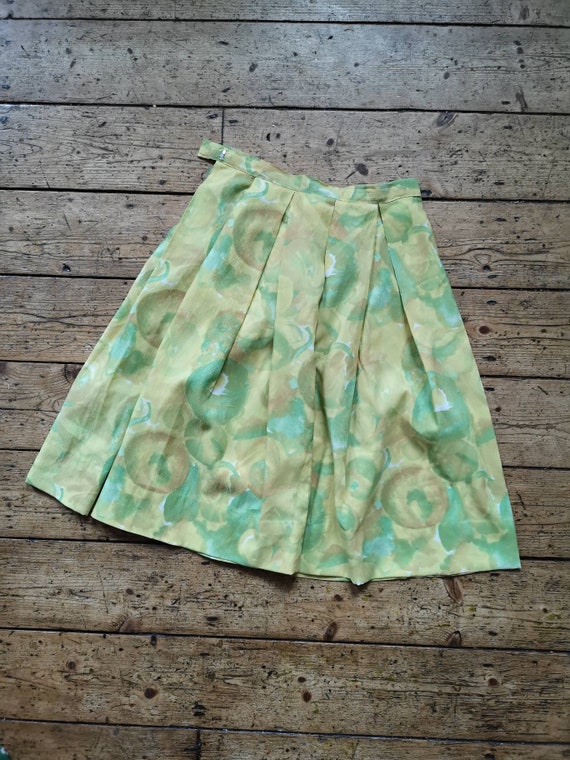 Vintage 50s skirt vibrant lime lemon light fabric - image 6