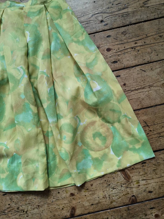 Vintage 50s skirt vibrant lime lemon light fabric - image 4