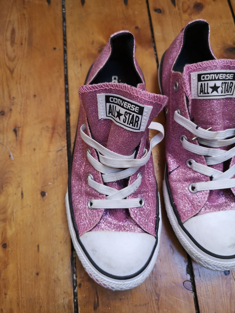 Ladies vintage glitter converse size 3. 5 all star pink Etsy
