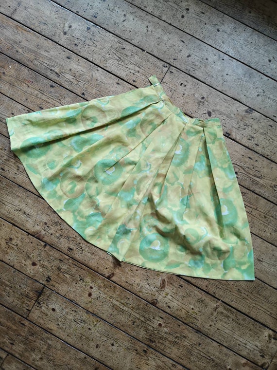 Vintage 50s skirt vibrant lime lemon light fabric - image 5