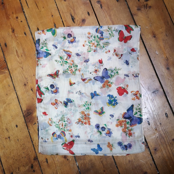 Vintage floral Seide Schal weiß Schmetterling Luxus Halstuch Schals Boho Hippie Haarband Bandana Zubehör Dolly Topsy Etsy UK