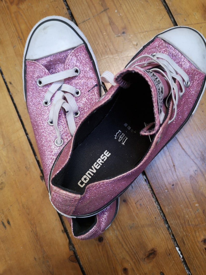 Ladies vintage glitter converse size 3. 5 all star pink Etsy