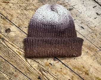 Beanie men’s knitted hat handmade cap winter accessories alpaca mohair mix gorpcore grandpa cozy brown beige brown mauve earthy toned