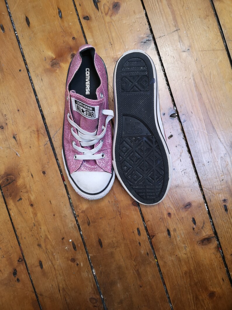 Ladies vintage glitter converse size 3. 5 all star pink Etsy