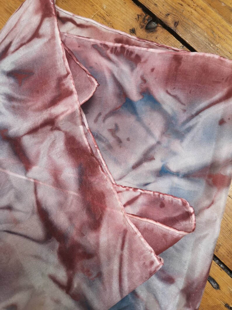 Ladies vintage scarf silk hippie boho accessories tie dye hand crafted square blue grey rusty red neckerchief bandana Dolly Topsy Etsy UK