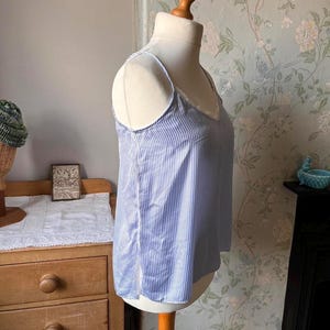 Ladies vintage camisole top  lingerie silky lace clothing size medium  cream white blue evening going out clothing cami