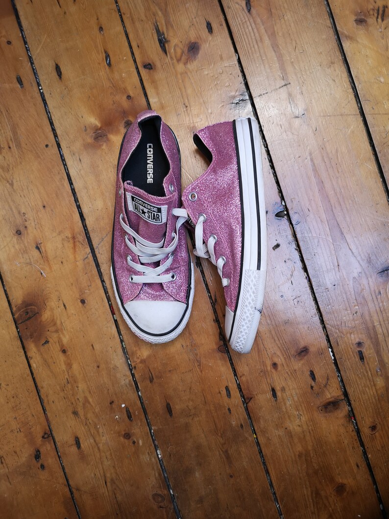 Ladies vintage glitter converse size 3. 5 all star pink Etsy