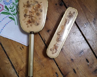 Vintage hair brush clothes 1960s styling decor daughter birthday  house warming gift dried flowers gold bohemian avant-garde sustainable