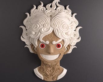 Decorazione murale Gear 5 Luffy – Stampa 3D di anime – Ispirata a One Piece