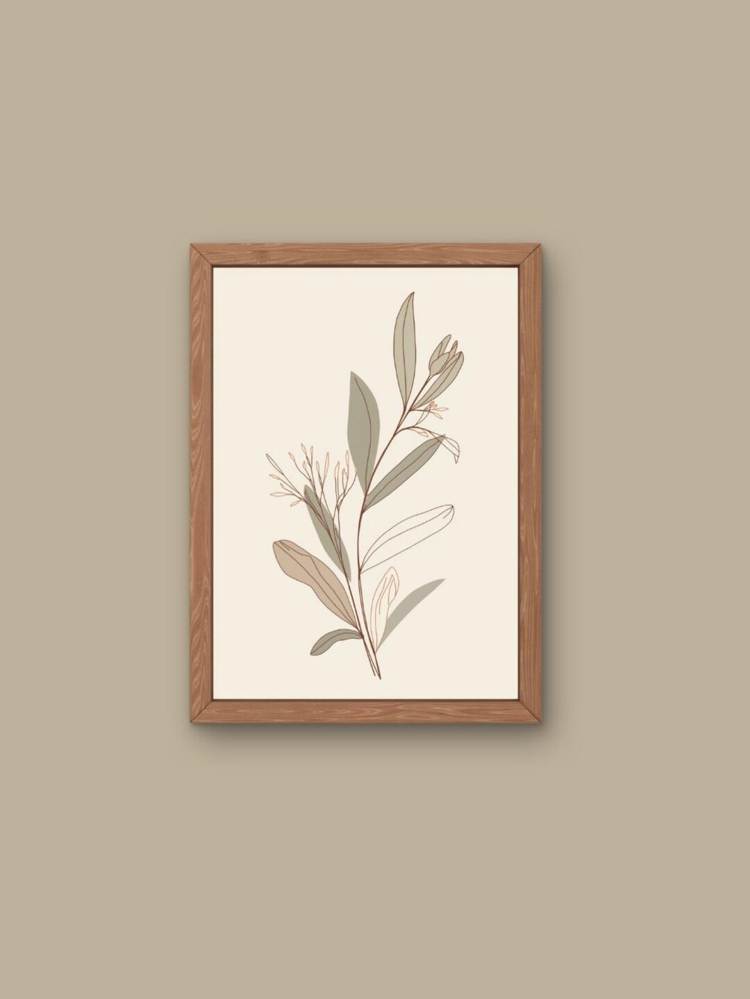 Minimalist Botanical Line Art Print, Neutral Boho Wall Decor (digital ...