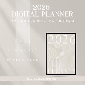 2026 Digital Planner Minimalist iPad Planner for Daily Weekly Monthly Planning Hyperlinked Productivity Goodnotes