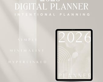 2026 Digital Planner Minimalist iPad Planner for Daily Weekly Monthly Planning Hyperlinked Productivity Goodnotes