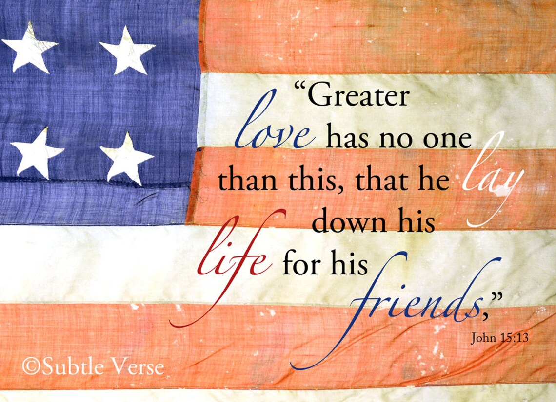 American Flag John Bible Verse Inspirational Gift Etsy
