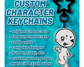 ¡Llaveros de personajes personalizados / llaveros Chibi para OC, fandom, furry y más!