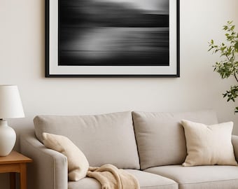Fotografía abstracta en blanco y negro / Arte mural minimalista con desenfoque de movimiento / Descarga instantánea