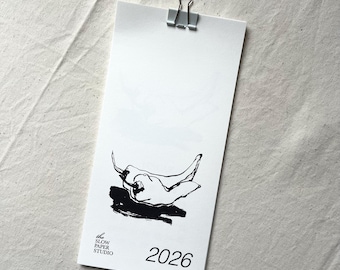Jahreskalender mit schwarz weiß Illustrationen - minimalistischer Wandkalender mit Einzelseiten