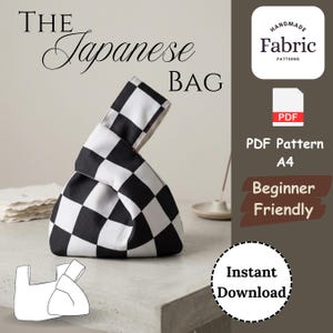 japanese knot bag pdf sewing pattern is an instant download designed for knot bag sewing it features an easy bag pattern and a step by step sewing tutorial with images making it an ideal beginner bag pattern the printable pattern formats on A4 size paper to create a reversible bag that functions as a pocket bag pattern project bag or knitting bag pattern a digital sewing bag pattern for a classic japanese bag pattern