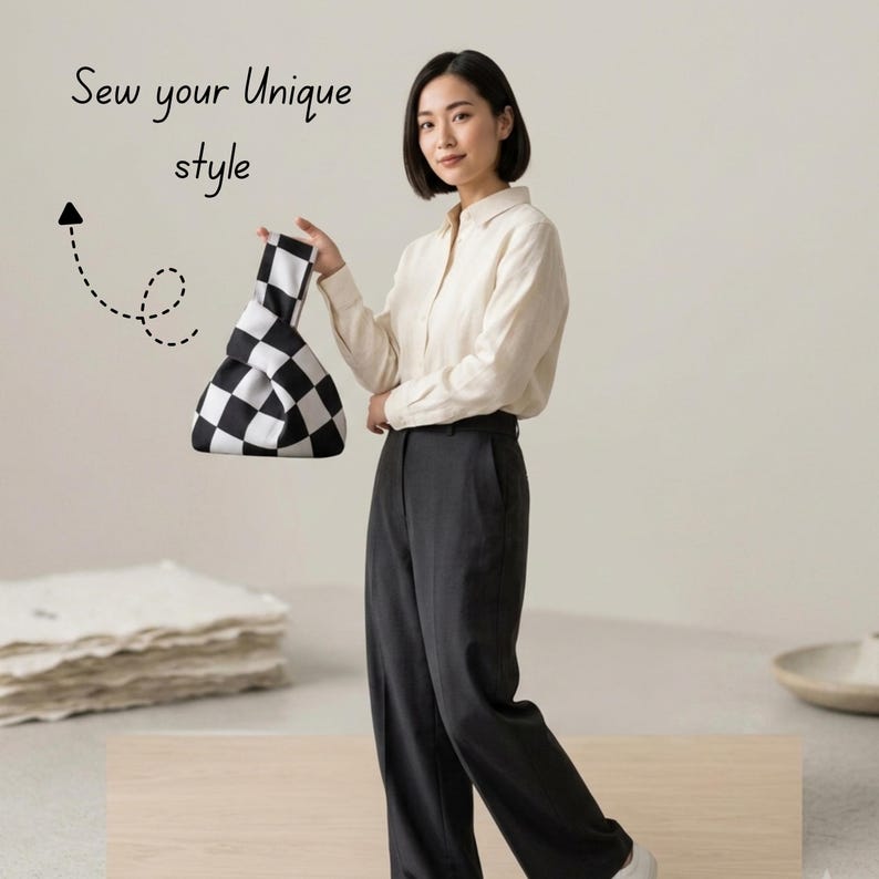 japanese knot bag pdf pattern is a digital pattern bag designed for a unique bag project featuring an easy sewing pattern this beginner friendly guide creates a lined bag or a canvas bag fabric creation the versatile design functions as a wristlet purse wrist pouch or a round tote a step by step sewing tutorial helps craft this cute bag pattern transforming a pocket bag pattern into a reversible bag on A4 size paper
