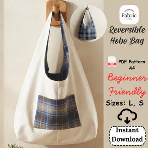 Molde para costura de bolsa hobo despojada: Bolsa reversível para usar como sacola ou bolsa de ombro (Download em PDF)