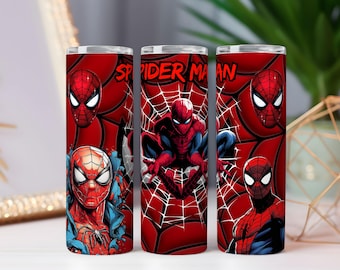 Spider-Man Tumbler Wrap PNG | Comic Hero Mask Sublimation (Digital Download)