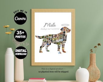 Labrador Retriever Photo Memorial Personalized Dog Silhouette Printable Wall Art Gift